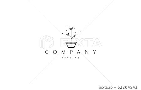 Vector logo on which an abstract image of a plant in a pot. 62204543