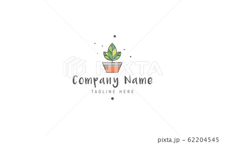 Vector color logo on which an abstract image of three leaves in a pot. 62204545