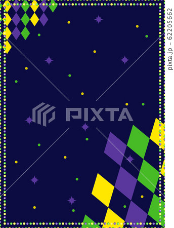 Mardi Gras background for banner with beads and rhombuses print. 62205662