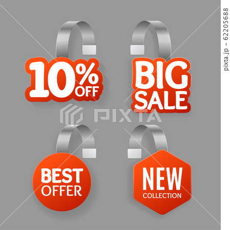 Realistic Detailed 3d Wobbler Promotion Sale Labels Set. Vector 62205688