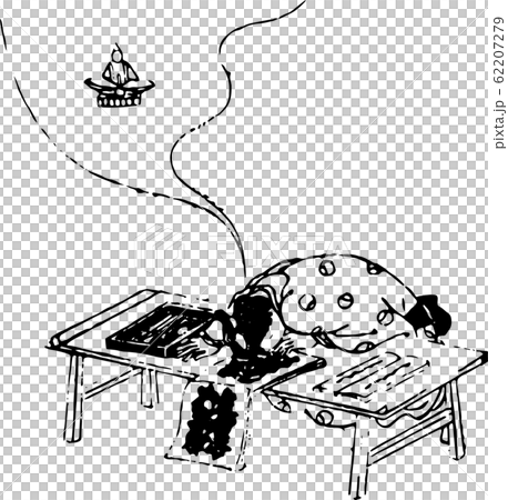 勉強中に寝る子どものイラスト素材