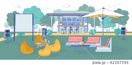Exterior Street Cafe Bar with Music, Illustration. 62207593
