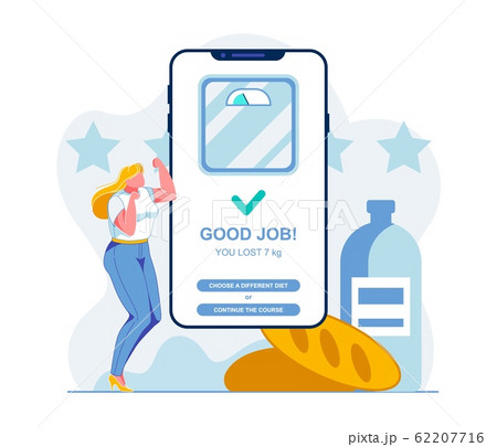 Weight Loss Mobile App Flat Vector Illustration 62207716