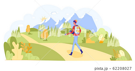 Tourist Reporter or Travel Blogger Shoots Nature. Tourist Reporter or Travel Blogger Shoots Nature. 62208027