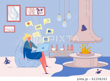 In her Free Time, Girl Answers Messages at Home. 62208262