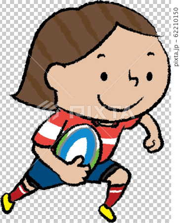 ラグビー ボールを持って走る女の子 アジアのイラスト素材 ラグビー ボールを持って走る女の子 アジアのイラスト素材