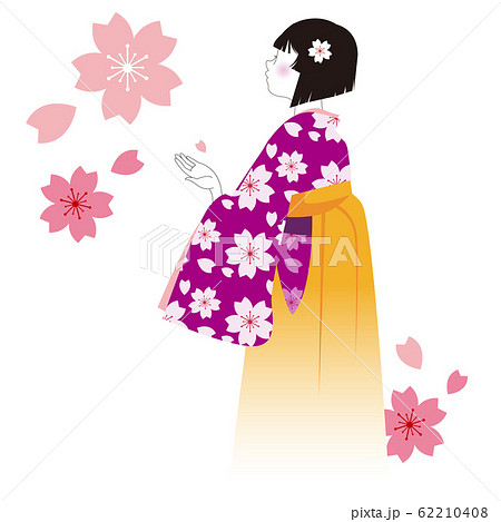 シンプルな日本人袴の女性のイラスト素材