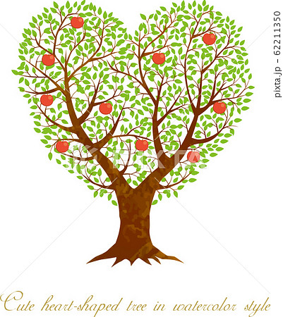 ハート型の木 ハート Heart ハート型 かわいい 環境保護 エコ 緑 木 大木 エコロジー のイラスト素材