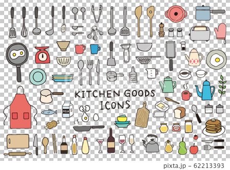 Hand drawn style kitchen goods illustration set (color) 62213393