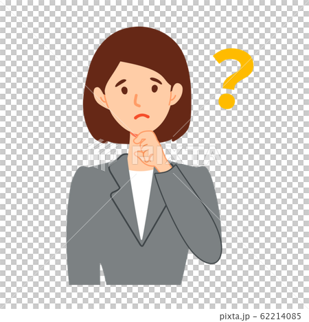 ビジネススーツ女性の考え中イラスト 62214085