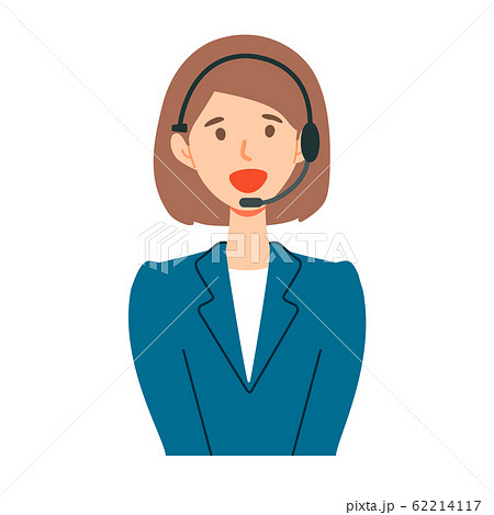 コールセンターオペレーター女性の上半身イラストのイラスト素材