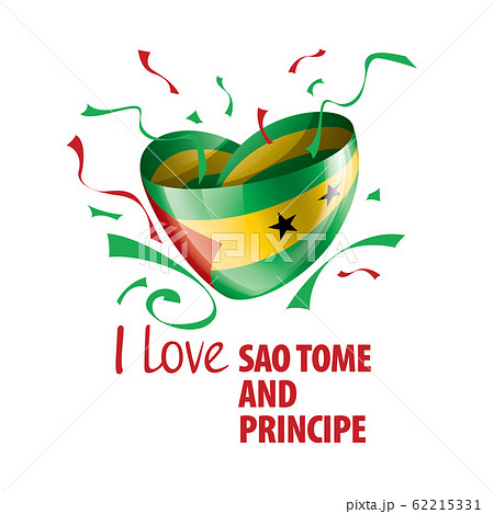 National flag of the Sao Tome and Principe in the shape of a heart and the inscription I love Sao Tome and Principe. Vector illustration National flag of the Sao Tome and Principe in the shape of a heart and the inscription I love Sao Tome and Principe. Vector illustration 62215331
