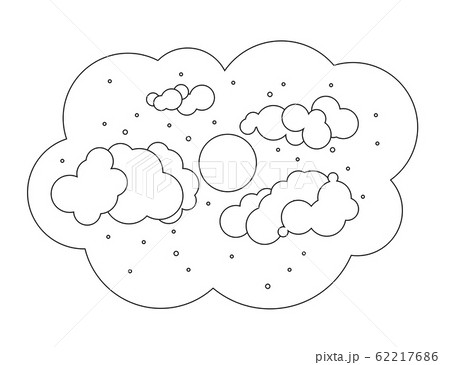 Moon with clouds in the sky. Black and white. 62217686