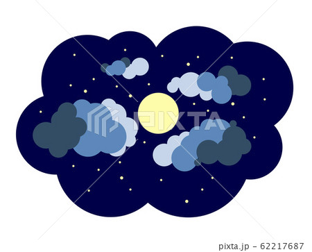 Moon with clouds in the night sky. 62217687