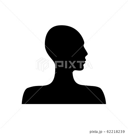 Side view silhouette of a bald woman's head. 62218239