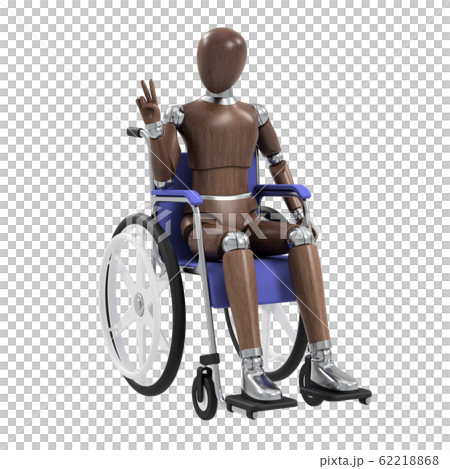 デッサン人形と車椅子のイラスト素材