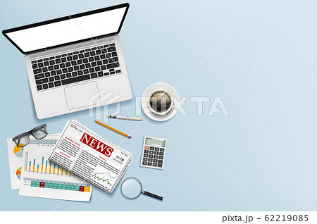 Workplace office table with laptop, documents Workplace office table with laptop, documents 62219085