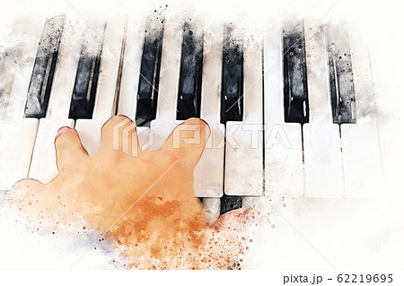 Abstract Colorful Hand On Piano Keyboard On のイラスト素材