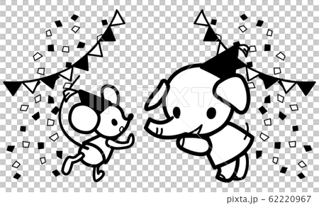 ガーランド黒 ぞう ねずみ のイラスト素材