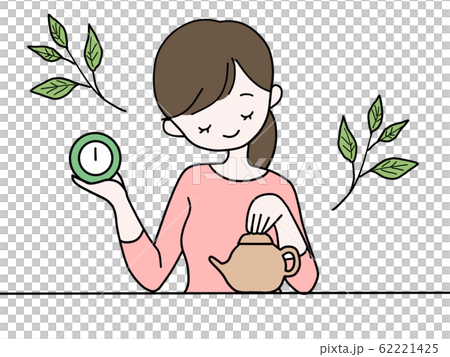 お茶を蒸らしている女性 お茶を蒸らしている女性 62221425
