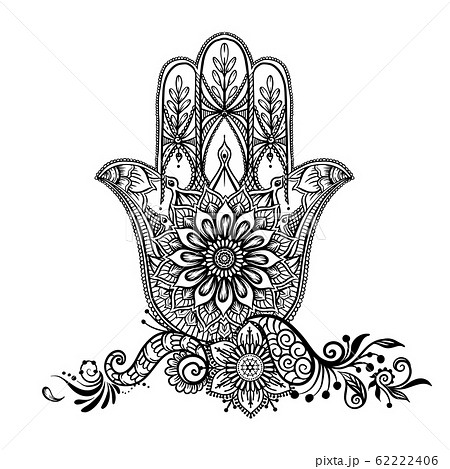 Ornate hand drawn hamsa. 62222406