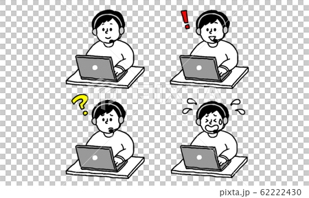Head set Male set that operates a personal computer in plain clothes (simple) Head set Male set that operates a personal computer in plain clothes (simple) 62222430