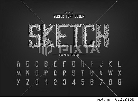 Chalk font and alphabet vector, Hand draw typeface and letter number design, Graphic text on background 62223259