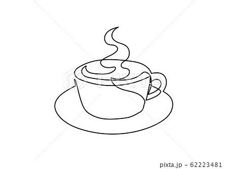 Continuous One Line Drawing Of Cup Of Coffee のイラスト素材