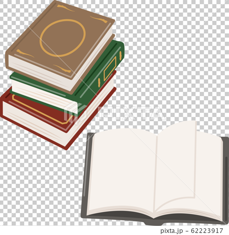 Stacked Old Books And Open Books Stock Illustration
