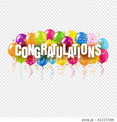 Congratulations Card And Colorful Balloonsのイラスト素材