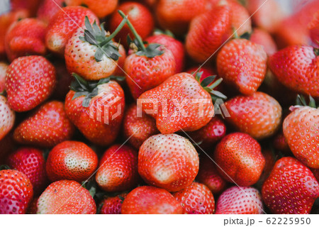 Pile of ripe strawberry for sale in the market 62225950