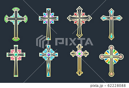 Gold Jesus Crossesのイラスト素材