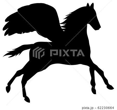 シルエット 動物 馬 0 ペガサスのイラスト素材
