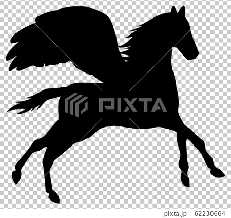シルエット 動物 馬 0 ペガサスのイラスト素材