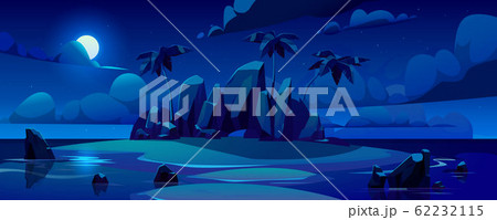Vector night tropical island in ocean Vector night tropical island in ocean 62232115