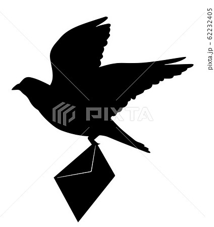 シルエット 鳥 手紙を運ぶハト 鳩のイラスト素材