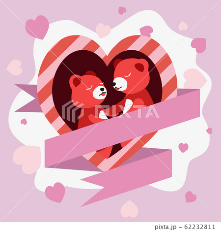 Couple red teddy bear in heart shape, Greeting 62232811