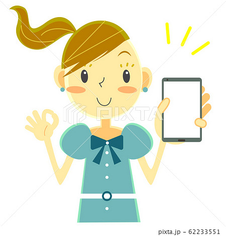 女の子　スマホ　OK 62233551