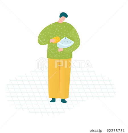 Man cleaning hot tub cute illustration 62233781