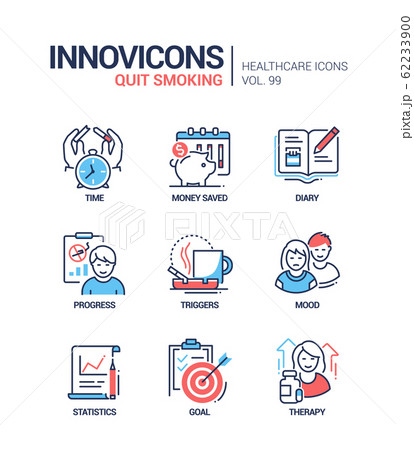 Quit smoking - line design style icons set 62233900