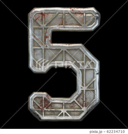 Industrial metal number 5 on black background 3d 62234710