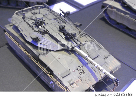 KUALA LUMPUR, MALAYSIA -OCTOBER 6, 2018: Selected focused miniature model of military tanks and amour vehicles. Display for the public by the collector. 62235368
