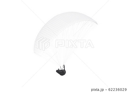Blank white paraglider with person in harness mockup, backside view Blank white paraglider with person in harness mockup, backside view 62236029