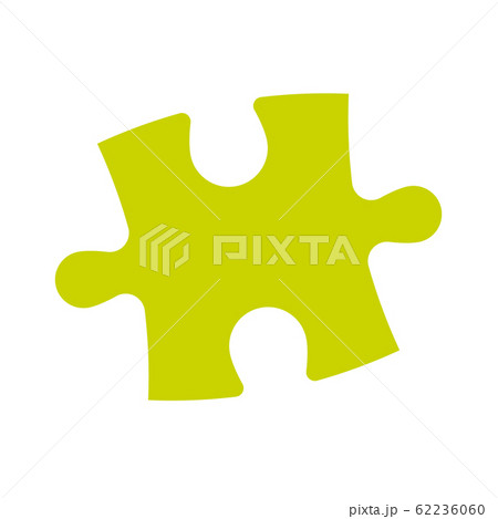 Single piece of jigsaw puzzle. Simple flat green vector silhouette Single piece of jigsaw puzzle. Simple flat green vector silhouette 62236060