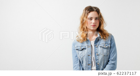 Half-length portrait of candid young European girl Half-length portrait of candid young European girl 62237117