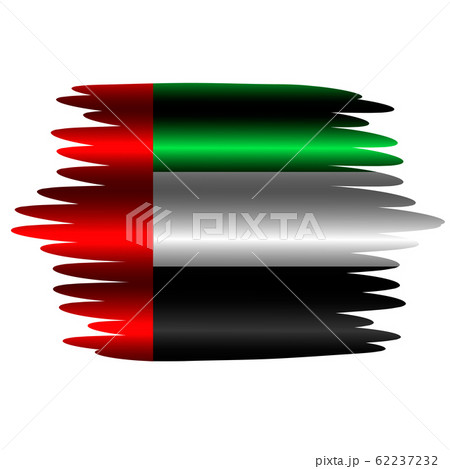 Banner with flag of United Arab Emirates with folds. Illustration with flag. Illustration with brush effect. 62237232