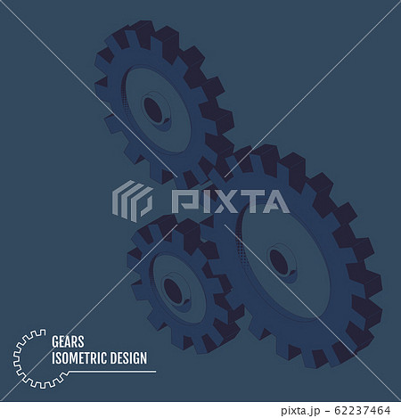 Modern vector illustration of isometric gears with on the grey Modern vector illustration of isometric gears with on the grey 62237464