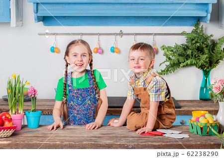 Happy easter. Cute brother and sister, funny kids Happy easter. Cute brother and sister, funny kids 62238290