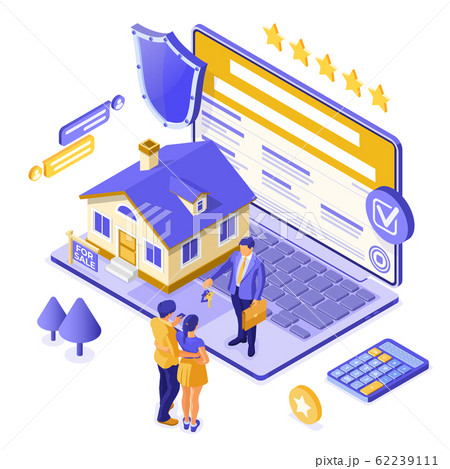 Online Sale Rent Mortgage House Isometric 62239111