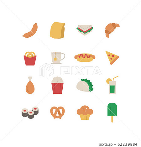 FAST FOOD AND SNACK ICON SET 62239884